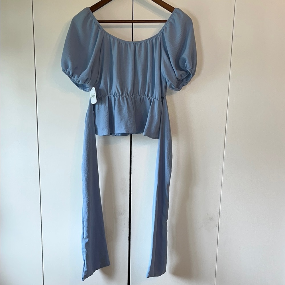 Light Blue Puff Sleeve Top